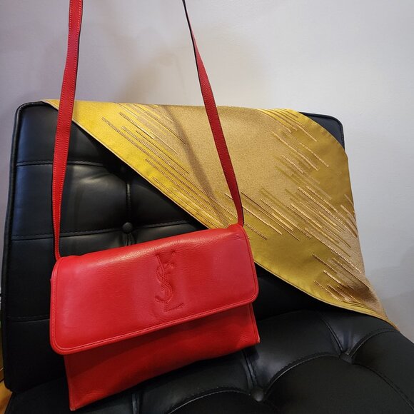 YSL Red Leather Shoulder Bag - Picture 4 of 16
